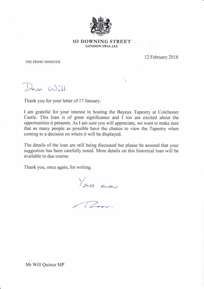 Letter to Will Quince from Prime Minister