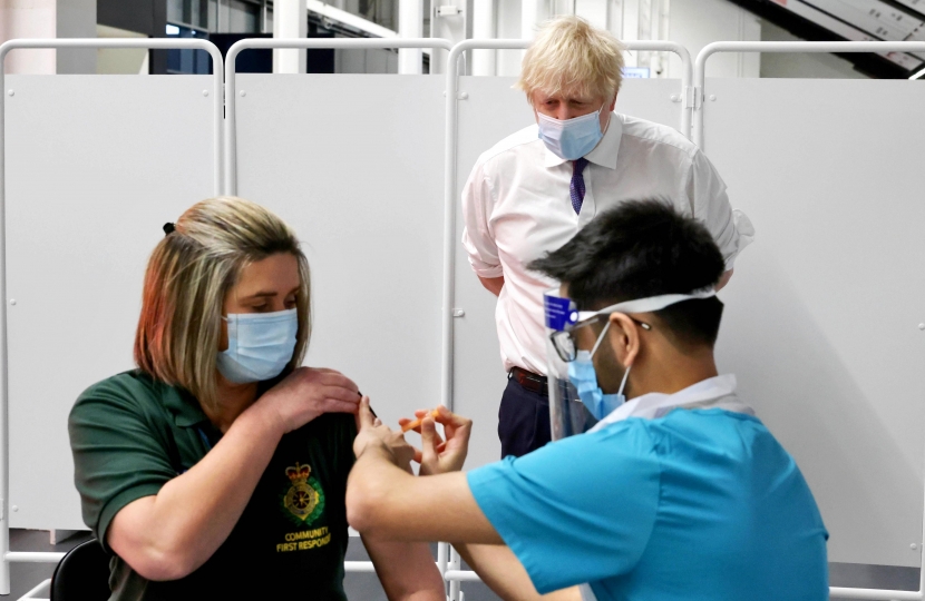 The Prime Minister visits a vaccination centreon 11 January 2021