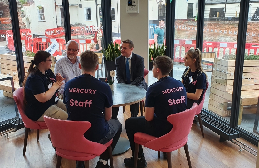 Meeting the team of young Kickstart Scheme employees at the Mercury Theatre