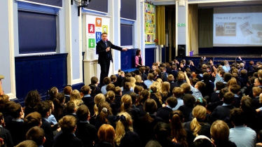 Speaking at Hamilton School's Key Stage 2 Assembly